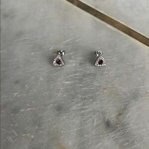Elegant Silver and Purple Stud Earrings